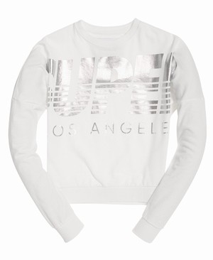 Superdry Downtown LA Crew Neck Női Pulóver Fehér | ZTANV8435